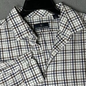 Hart Schaffner Marx Long Sleeve Spread Collar Check Shirt beige / blue‎ XL